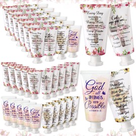 100 Pcs Christian Hand Cream Bulk Gifts for Women Bible Verse Mini Hand Lotion Scripture Travel Lotion for Dry Cracked Christian Religious Gifts Bulk for Mom Women Teacher Wedding Favors (Cross Style)