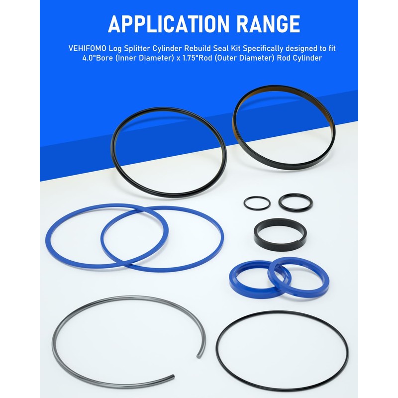 Hydraulic Log Splitter Cylinder Rebuild Seal Kit for 4.0"Bore x