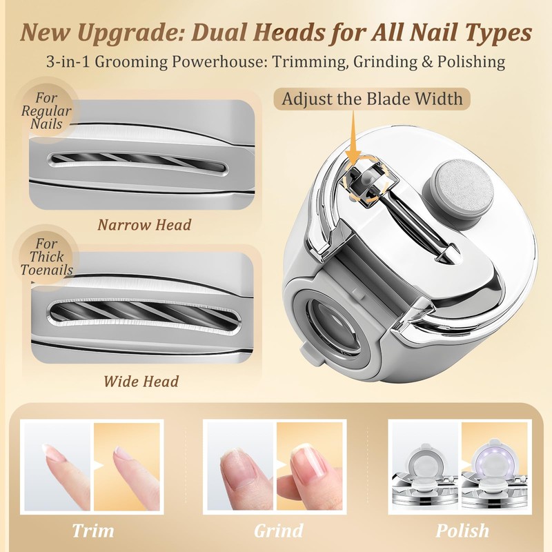 Lucidora Pro 3-in-1 Electric Nail Clipper with 2.5X Magnifier &