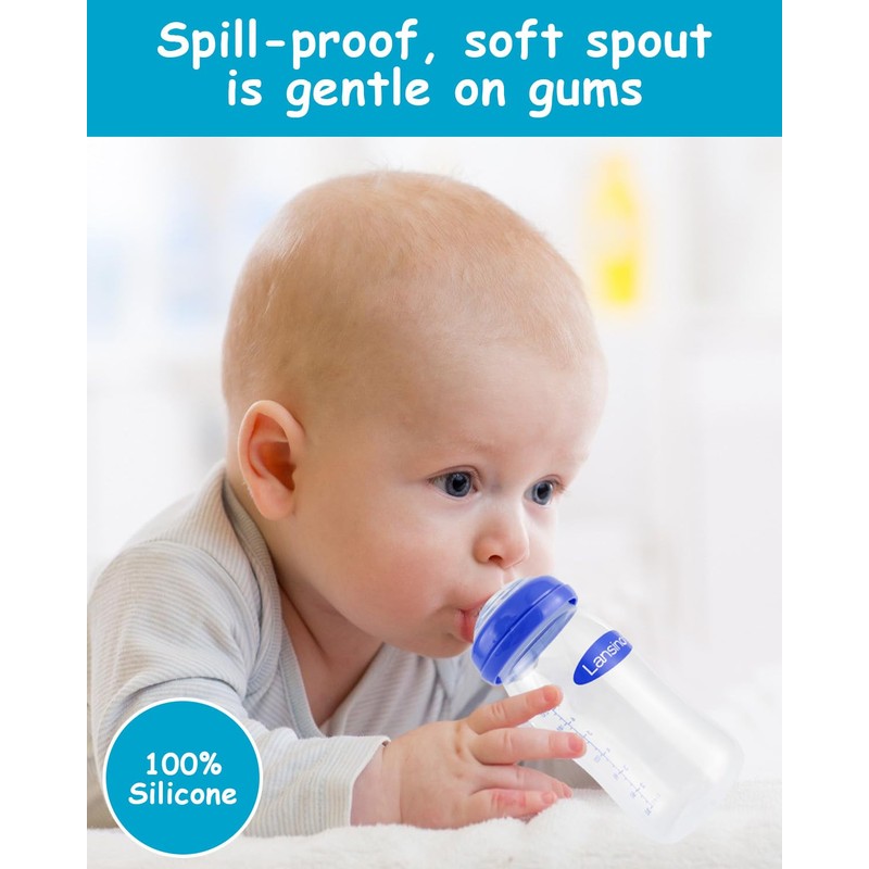 Sippy Spouts for Lansinoh Baby Bottles, Soft 100% Silicone Sippy