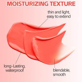 Boobeen Soft Liquid Blush Makeup for Cheeks, Lightweight and Buildable, Thin Cheek Makeup Stick for Natural Flush Color, Cream Blush Easy to Blend, With Build in Brush