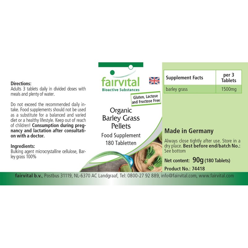 Fairvital | Bio Gerstengras Presslinge - 180 Tabletten - Hoch