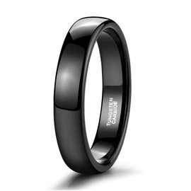 Zakk Women's and Men's Black Tungsten Narrow Plain Polished Ring Engagement Rings Wedding Rings Partner Rings 2 mm 4 mm 6 mm 8 mm, Tungsten Carbide