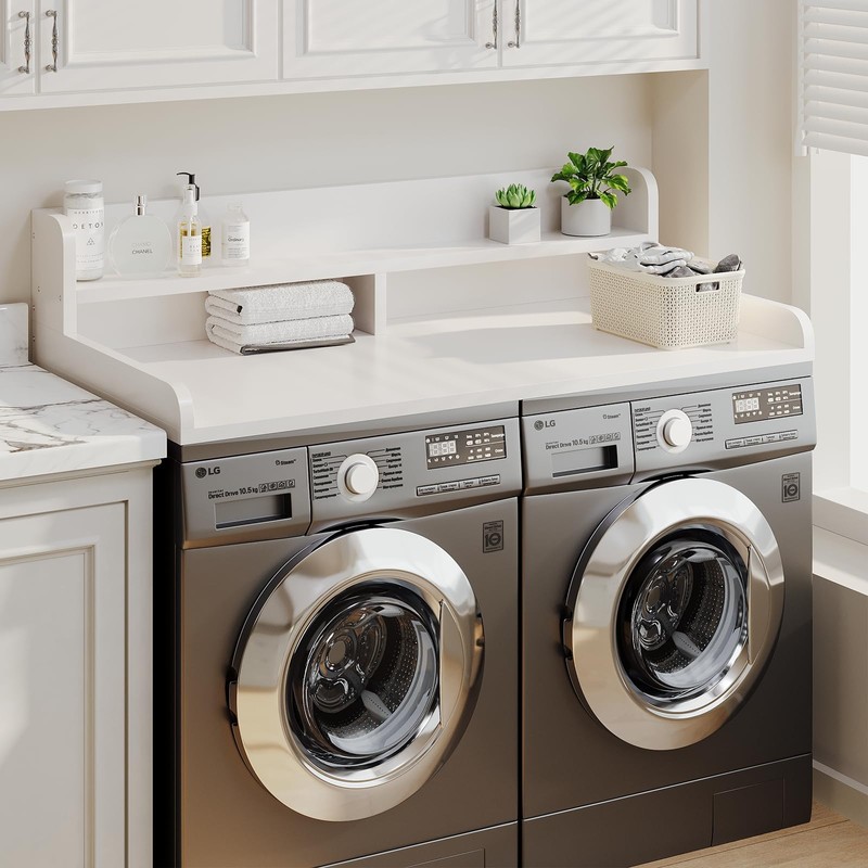 Corbyles 2-Tier Washer Dryer Countertop with 2.75"H Edge Rails, 54"