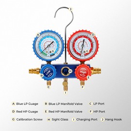 DNA MOTORING AC Gauge Set 3 Way AC Manifold Gauge Set Freon Charge Kit with Hoses Couplers & Adapter for R410 R22 R134A R404 Refrigerant,TOOLS-00579