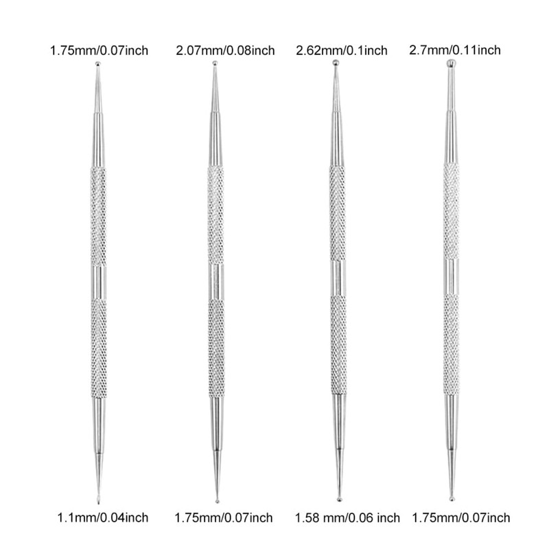 CVNRCLP Professional 4-Piece Nail Art Dotting Tool Set - Stainless