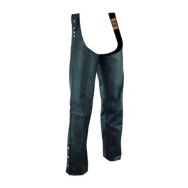 Daniel Smart Motorcycle Leather Chaps – All Season Unisex Biker Pant with Customizable Fit and Heavy-Duty Zipper and Snaps Black