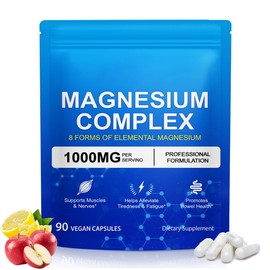 Magnesium Glycinate 1000mg High Strength Supplements - 90 Vegan Capsules for Sleep & Muscle Recovery - Premium Bioavailable Magnesium Complex