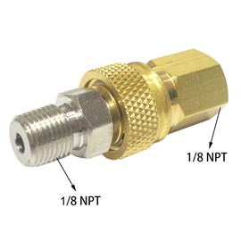 HMKUGO Universal 1/8 NPT Female Connector and 8mm Male Plug Fill Nipple Quick-Disconnect Set, Copper - Stainless Steel - Remote Line Male & Female Set for PCP Foster Paintball Airsoft Air Gun Tool