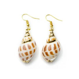 Miniblings Shell Earrings Pendant Sea Beach Holiday White Brown Gold-Plated Handmade Fashion Jewellery I Earrings Earrings Gold-Plated, Real shell with gold-plated suspension
