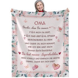 Chicnix Geschenke für Oma, Kuscheldecke Flauschig Geschenkideen zum Muttertag Weihnachten, Geburtstagsgeschenk für Beste Oma Geschenke Von Enkel Flanelldecke 130x150cm
