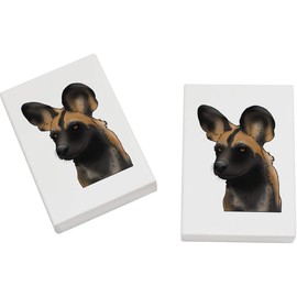 2 x 45mm 'African Wild Dog Face' Erasers/Rubbers (ER00042076)