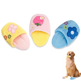 Andiker Dog Squeaky Toy, 3 Pack Cute Plush Dog Toys with a Squeaker for Small Medium Dogs Teething Chewing Training Playing, Slipper Shaped Dog Enrichment Toys to Relieve Boredom