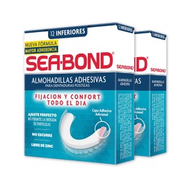 Sea-Bond Kit Almohadilla Adhesiva para Dentaduras Postizas Inferiores, 2 pack 12 Piezas Cada una