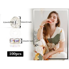 Glass Beads for Threading Beads, Pack of 100 Spacer Beads for Bracelets, Craft Beads for Threading, Bead Caps, Mixed Colour, Rondelle Beads Spacer for Jewellery Making, Earrings, DIY (AB Colourful)