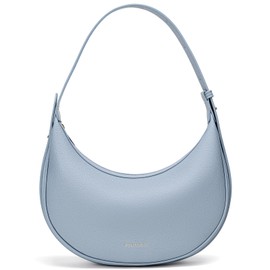 BOSTANTEN Crescent Shoulder Bag for Women Trendy Crossbody Hobo Purse Vegan Leather Clutch Handbag Adjustable Strap, Blue Small