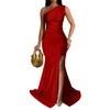 Memoriesea Women's Sexy One Shoulder Ruched High Split Evening Maxi