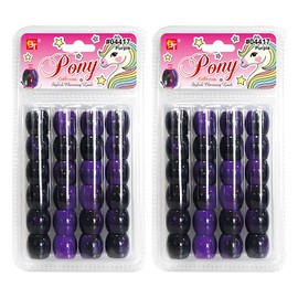 48 Pcs Beads Jewelry Making Kit DIY Hair Braiding Bracelet Ornaments Crafts Swirl Black Tone Jumbo Round Pony (Purple)