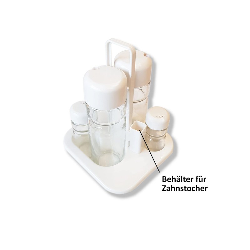6-Piece Spice Rack Cruet Salt, Pepper, Vinegar Dispenser, Oil Dispenser