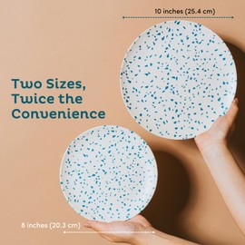 Nook Theory 4-Pack Bamboo Fiber Dinner Plates - Alternative for Plastic Plates, Toddler & Kids Plates, Dishwasher Safe, Food-Grade Bamboo Plates Reusable - Lightweight Dinner Plates (Terrablue 10")