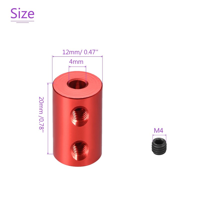 DMiotech 2pcs 4-4mm Bore L20XD12 Rigid Coupling Shaft Coupling Joint