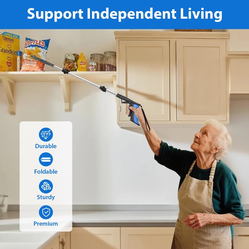 Grabber Reacher Tool 36 Inch, Foldable Grabber with Anti-Slip 360°