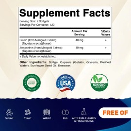 Vitamatic Luteína 40mg + Zeaxantina 10mg 240 Capsulas H78 Sin Sabor