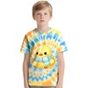 Kids Yellow Blue Duck Tie Dye T-Shirt,Children Hippies Senior Yellow