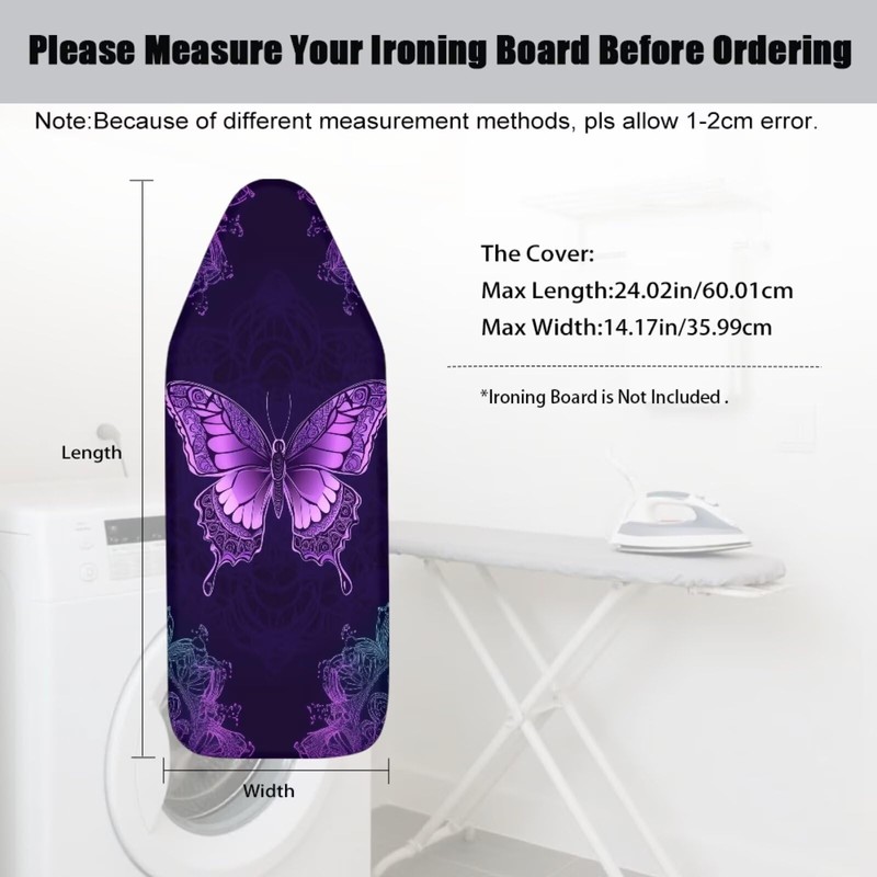 Boho Mandala Butterfly Print Ironing Board Cover Small, Elastic Anti
