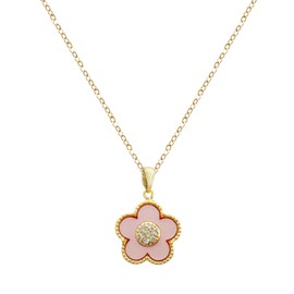 HMOOY Halskette mit Blume Anhänger I Antiallergen & Nickelfrei,Halsketten Einfache Gold Halskette Schmuck Geschenke für Frauen Männer (Rosa)