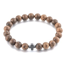 St John the Baptist Orthodox Brotherhood Christian Prayer Beads Bracelet – 22 8MM Wooden Beads & Cross – Youth/Adult Size!
