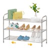 SKIKEN 3-Tier Stainless Steel Shoe Rack - 4-Rod Extendable &