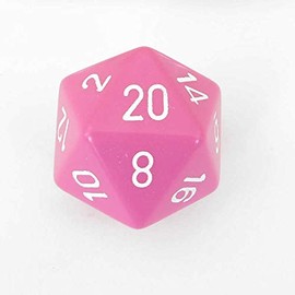 Pink Opaque Die with White Numbers D20 34mm (1.34in) Pack of 1 Chessex