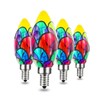 Greeogin Dimmable Stained Glass LED Edison Bulb, LED Color Bulb,C35