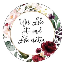 Schokoladenseite 48 x Stickers Flower Seeds – Who Seeds Love – 40 mm, Design Dusty 19030540, Sticker Suitable for Weddings, Guest Gifts, Christening, Communion, Birthday, Celebrations Gifts