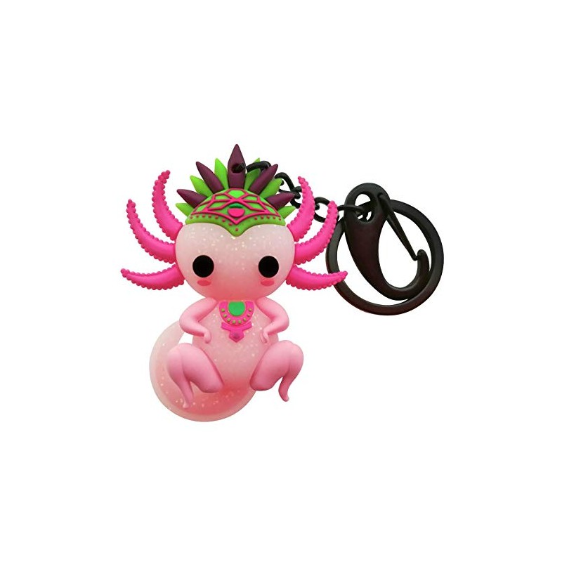 Llavero 3D PVC Ajolote Rosa Yul Glitter Accesorio BY MEXICO