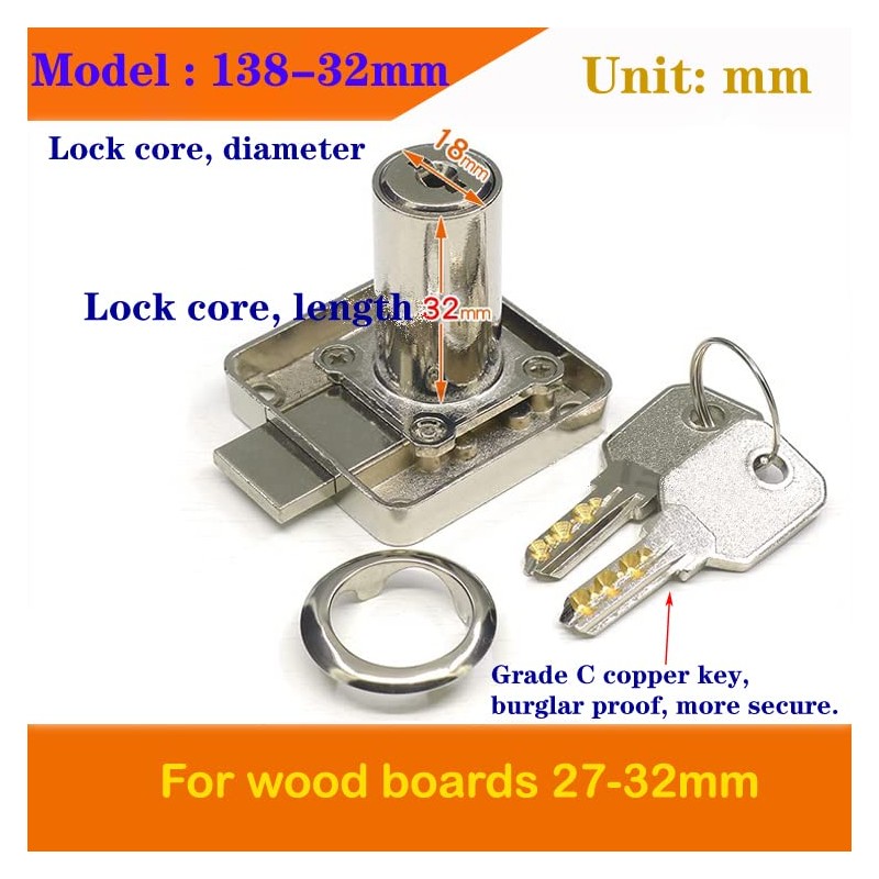 Cabinet Doors Drawer Heavy Safety Closet Lock with Keys Deadbolt