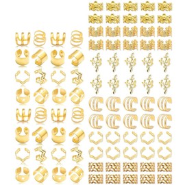 92 Stück Gold-Haarschmuck für Zöpfe, Gold-Dreadlock-Schmuckzubehör, Loc Schmuck für Haar, Clips für Dreadlock-Zubehör, Haarspiralen Clips Haarschmuck