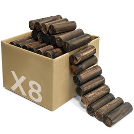 Wood Garden Fence, Natural Wooden Solid Log Edging Border Decorative for Flower Bed Barriers and Landscape Fencing (8PACK)