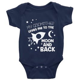 GKrepps My Godmother Loves me to The Moon and Back Lindo Body para niña y niño pequeño, marino, 0-6 Meses
