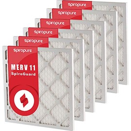 SpiroPure 13x20x1 MERV 11 Pleated Filter Air Filters - Made in USA (6 Pack)
