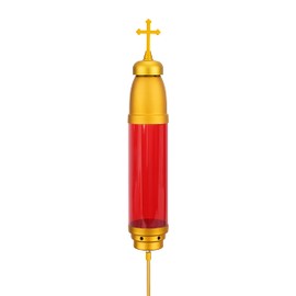 Cross for Cemetery Grave,Cemetery Candles for Grav,4"x36",Cemetery Memorial Light Candle Holder Standard Spike, Extended Style (Gold Red Greek Cross)