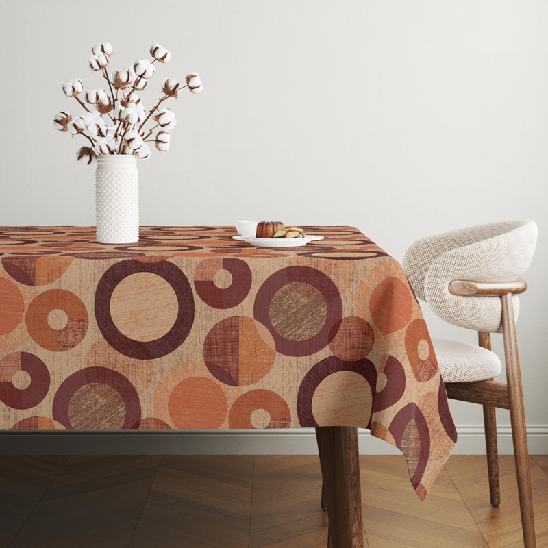 Martina Home Tambre Orange Oilcloth Tablecloth Round 140cm