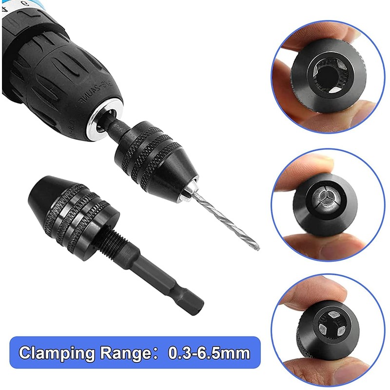 RZJZGZ 3 Pcs Keyless Drill Chuck Bit 1/4 Inch Hex