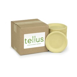 Tellus Products, Eco-Friendly (125-Count) 6-Inch Disposable Plates - Compostable, Durable Tableware - Grown & Made in the USA - No PFAS Added (Natural Color)