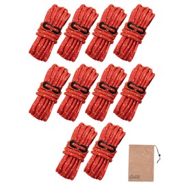 DaLaCa Paracord, Tent Rope, Tarp Rope, Guy Rope with Reflective Material, Thickness: 0.16 inch (4mm) / 0.20 inch (5mm), Length: 13.1 ft (4m), 6 pieces/8 pieces/10 pieces set, Load Capacity: 770.6 lb