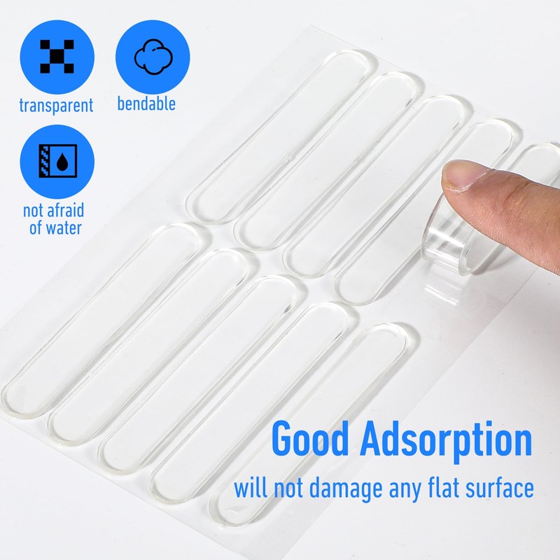 20PCS Cabinet Door Bumpers, Clear Rubber Bumpers Stripes Chair Wall