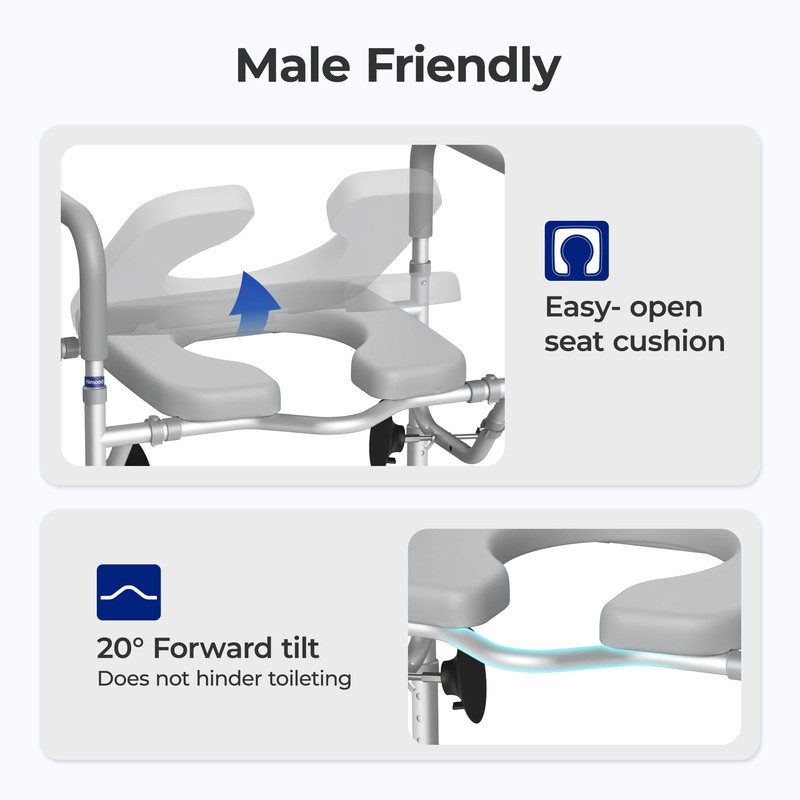 T1 Toilet Seat Riser for Seniors, Raised Toilet Seat with