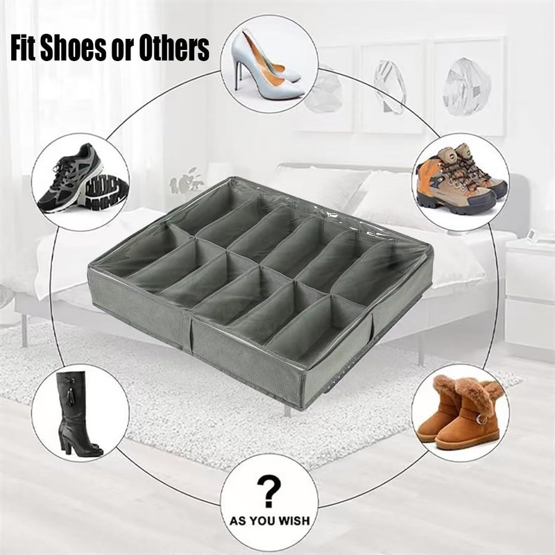 GJIE Under Bed Shoe Storage Organiser, Folding Under Bed Shoe