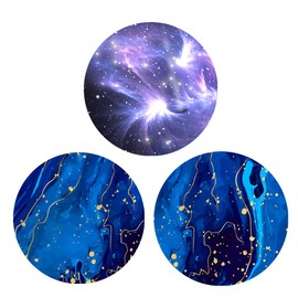 Multi-Functional Grip Mobile Phone Stands and Finger Holder (3 Pack) - Blue Nebula Galaxy and Marble with Purple and Gold-Color Accents